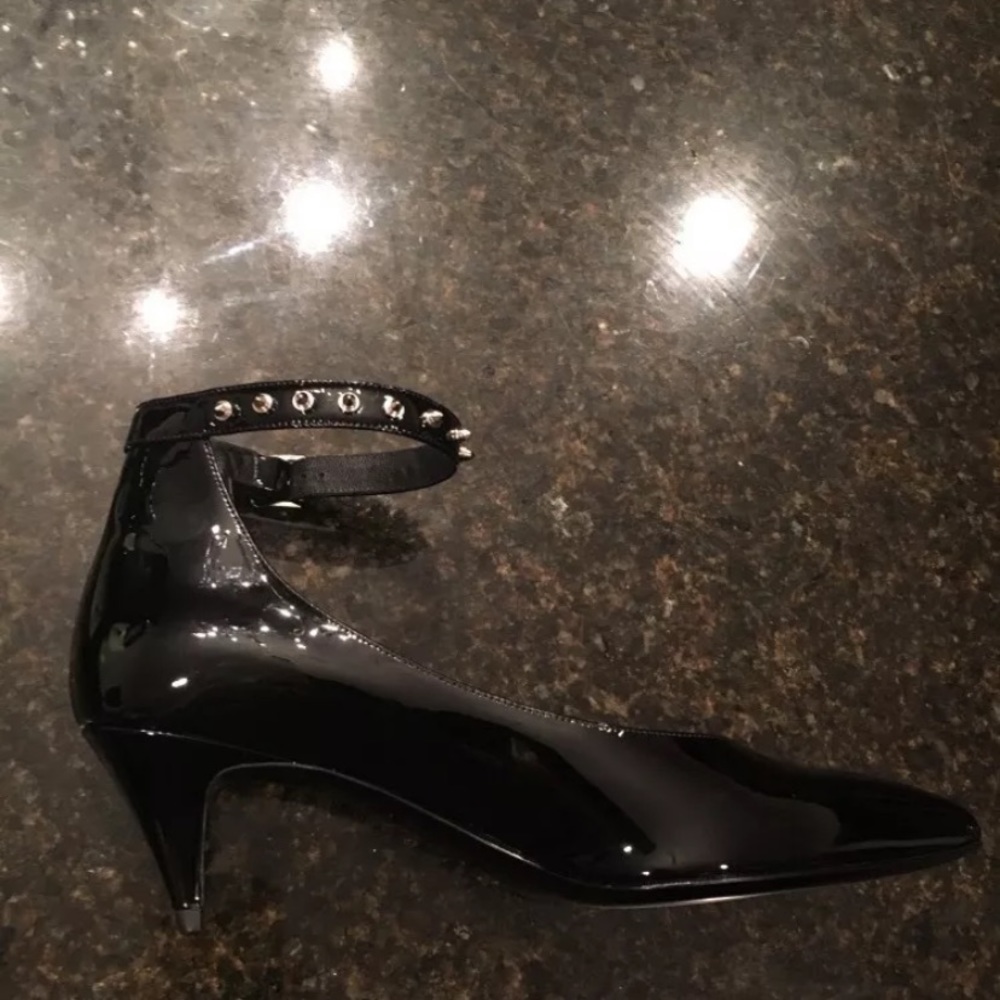 9.5 / 39.5 Saint Laurent Black Patent Kitten heels - Picture 5 of 9